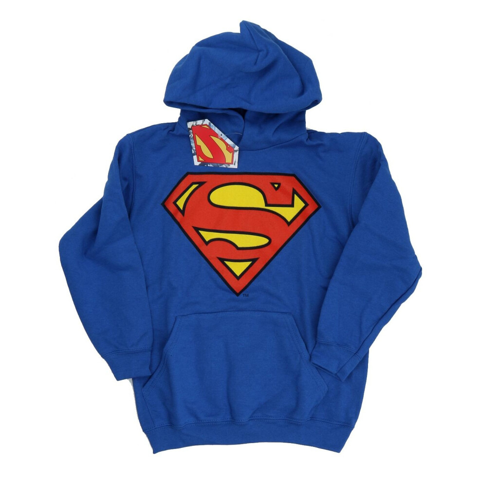 (12-13 Years, Royal Blue) DC Comics Boys Superman Logo Hoodie