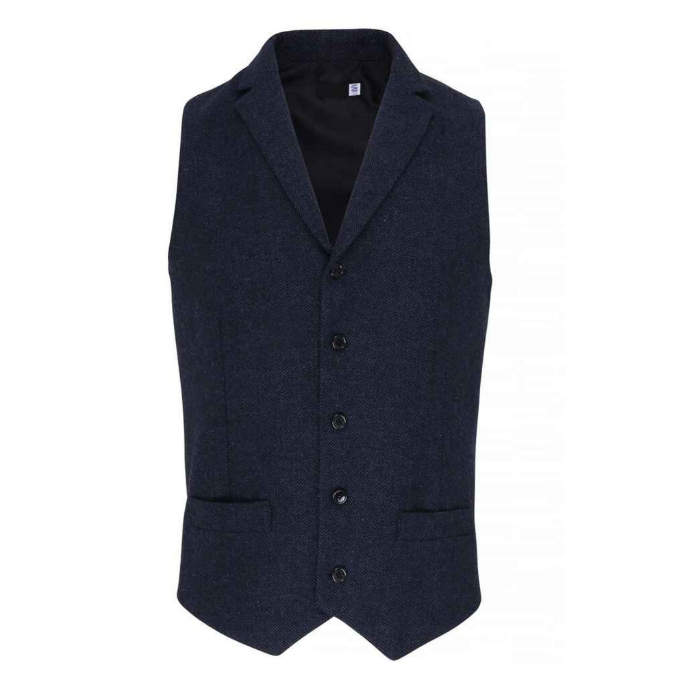 (M, Navy) Premier Mens Herringbone Waistcoat