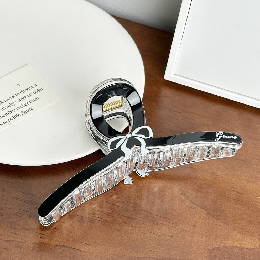 (Black Large) Chic Large Bow Design Hair Claw Clip Available In Black And Beige For Modern Women-image-OPC-PFFSZH8-NEW