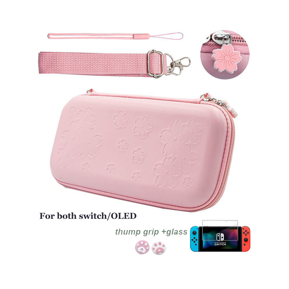 ( For Switch Oled) Sakura Flower Skin Shell Carry Bag Switch Oled Pu Waterproof Pouch Pink 9369862629240