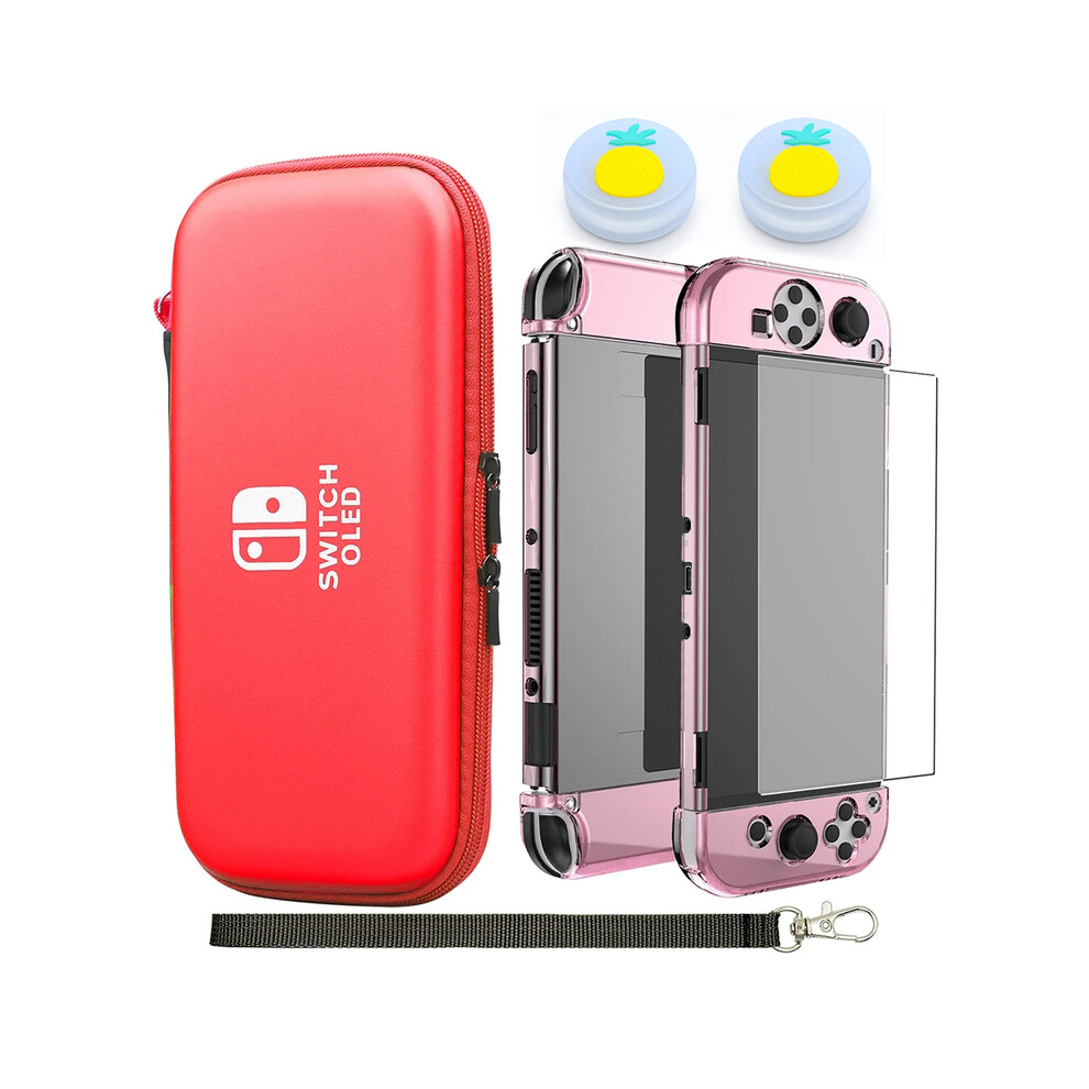 Photos - Console Accessory MAXPOWER  Switch OLED Accessories Kit Storage Carry Case Handbag PC Clear Cover (Red)