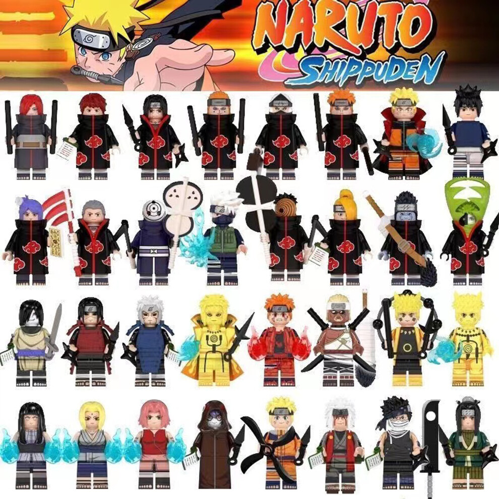 (32PCS-A+B+C+D) Naruto Minifigures Kid's Toys Fit Lego