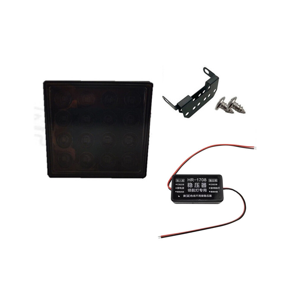 (Model 2, Square ) F1 Style Pilot General Modified Car Tail Warning Automobile Rear-End Black/Light 9369862564329