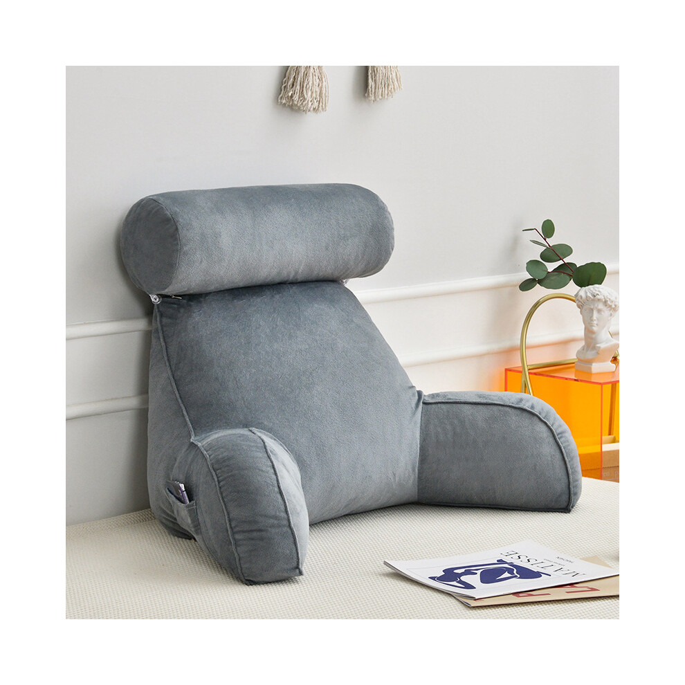 (75x40x40cm, Gray) Ultra Soft Memory Foam Reading Pillow Office Sofa Bedside Back Cushion