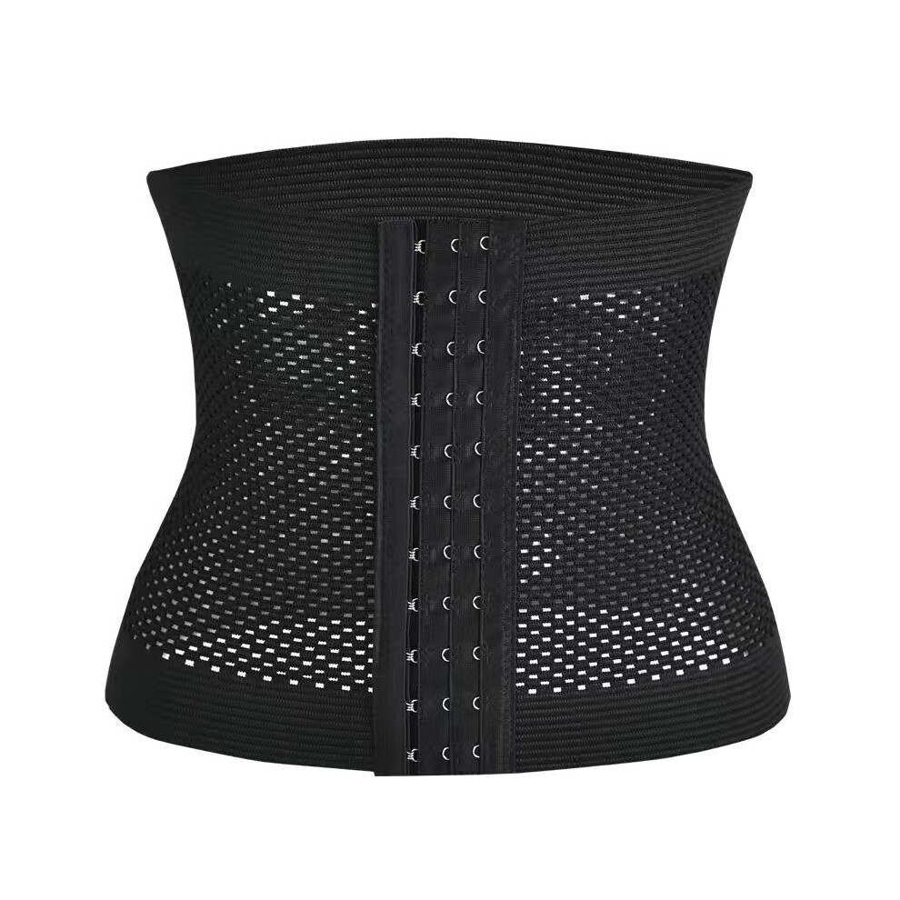 (L, BLACK) Hollow 11 Buckle Waist Trainer Wrap Belt High Elasticity Postpartum Waist-image-OPC-PFFTGBN-NEW