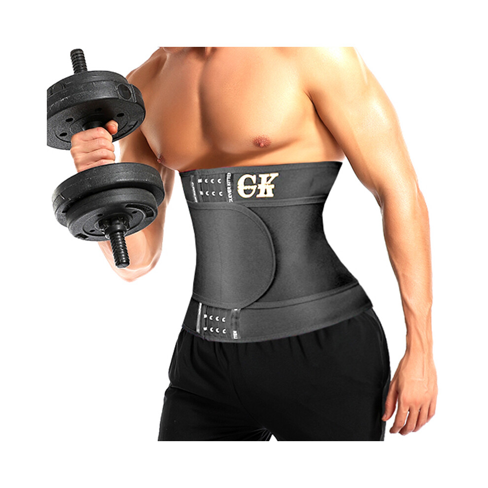Photos - Braces / Splint / Support MAXPOWER  Waist Trainer for Men Sports Belt Weight Loss Waist Cincher Belly Band (xxxL, black with strap)