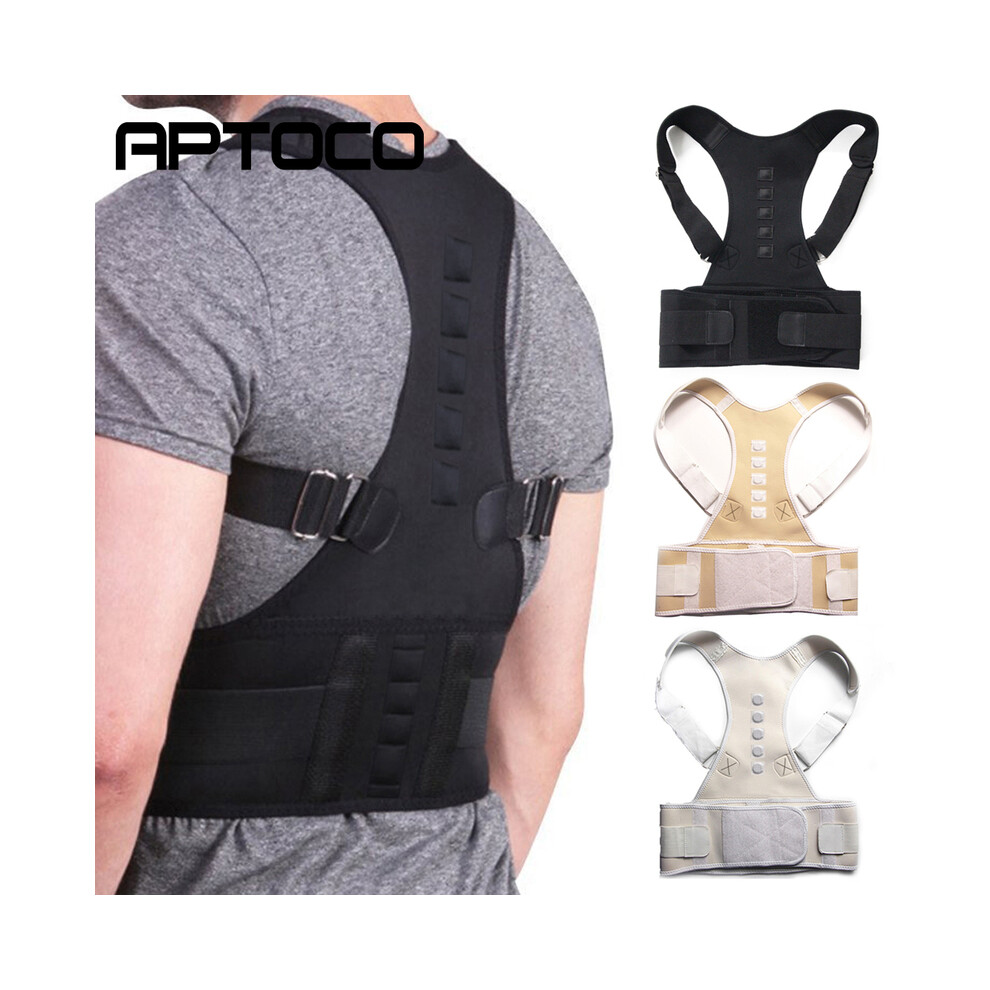 Maxpower (Black) Adjustable Back Posture Corrector Magnetic Therapy Back Support Lumbar