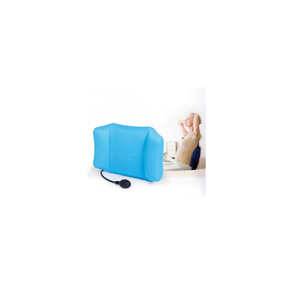 Maxpower Blue (Blue) 1Pcs Portable Inflatable Lumbar Support Lower Back Cushion Pillow - For