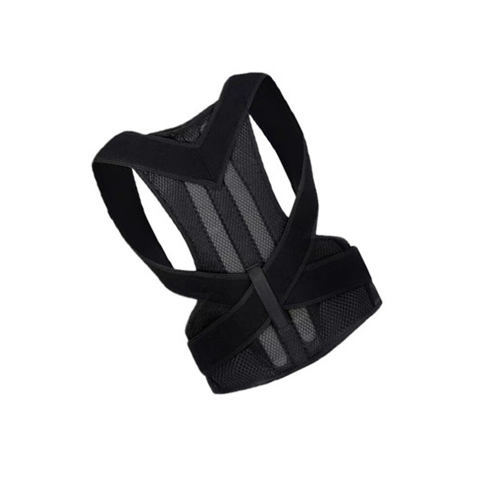 (S, Black) Adjustable Adult Corset Back Posture Corrector Therapy Shoulder Lumbar