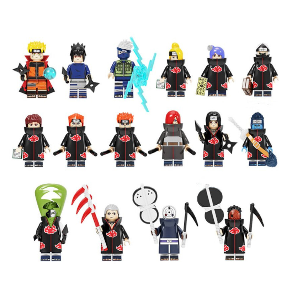 Bonxaif (16Pcs-A+B) Naruto Minifigures Kid's Toys Fit Lego