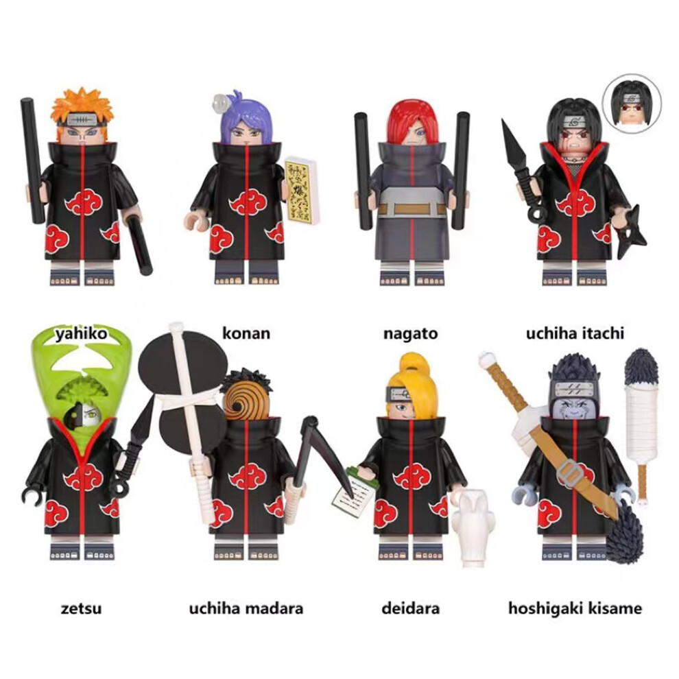 Bonxaif (8Pcs-B) Naruto Minifigures Kid's Toys Fit Lego