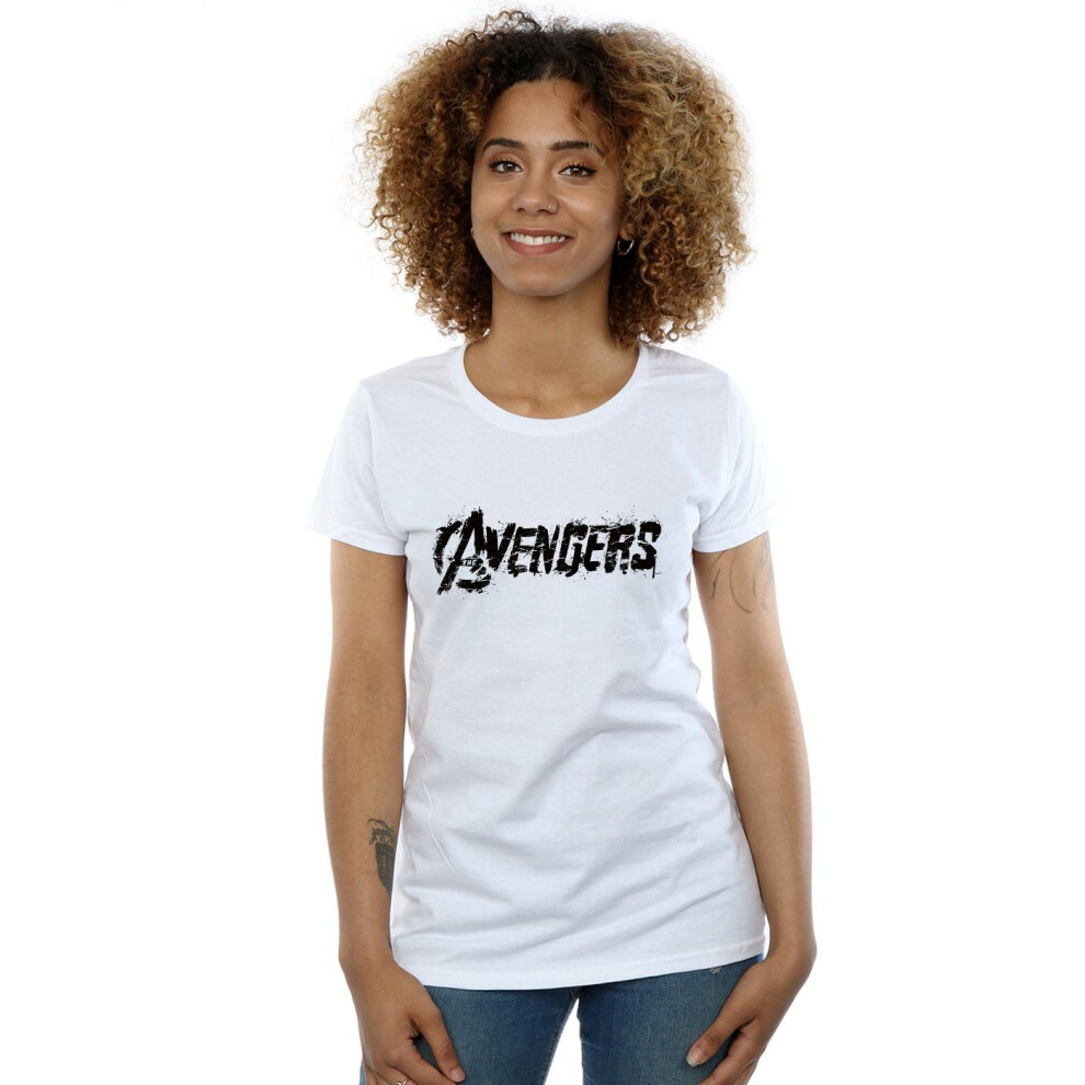 (M, White) Marvel Avengers Womens/Ladies Distressed Logo T-Shirt