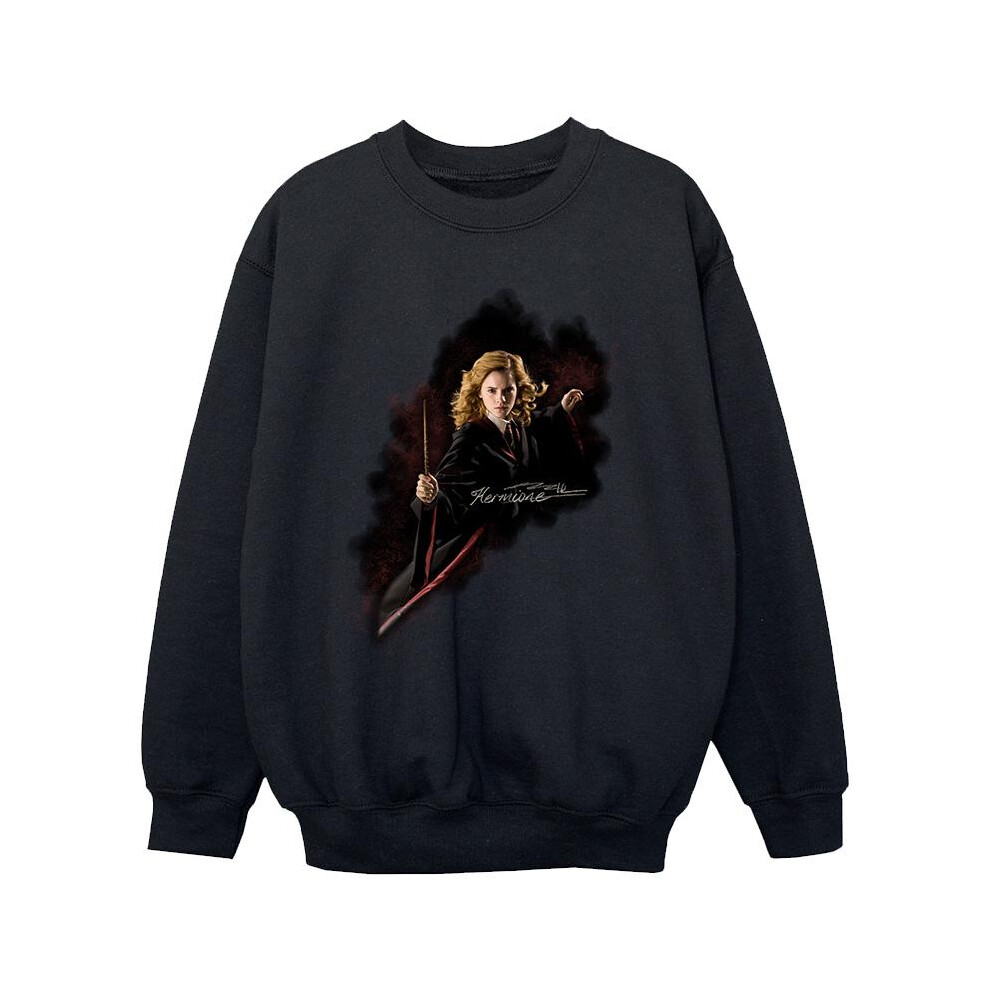 (7-8 Years, Black) Harry Potter Girls Hermione Fight Like A Girl Sweatshirt
