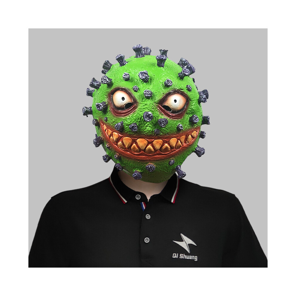 (Green Virus Hood) Realistic Latex Virus Head Mask For Adults Great For Halloween Costumes And Party Props-image-OPC-PFFTPFT-NEW
