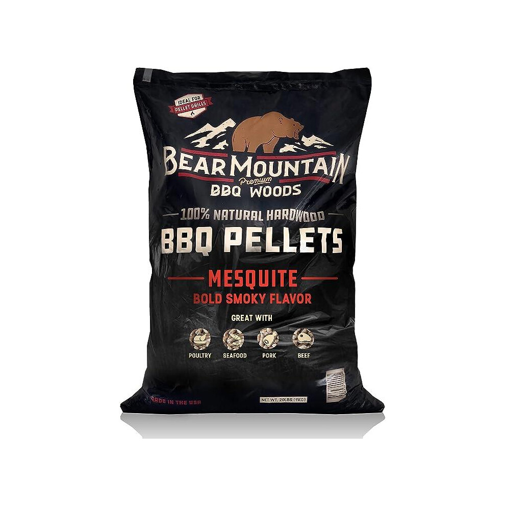 Bear Mountain BBQ Premium, Bold Mesquite Smoker Wood Chip Pellets, 40 Pound Bag
