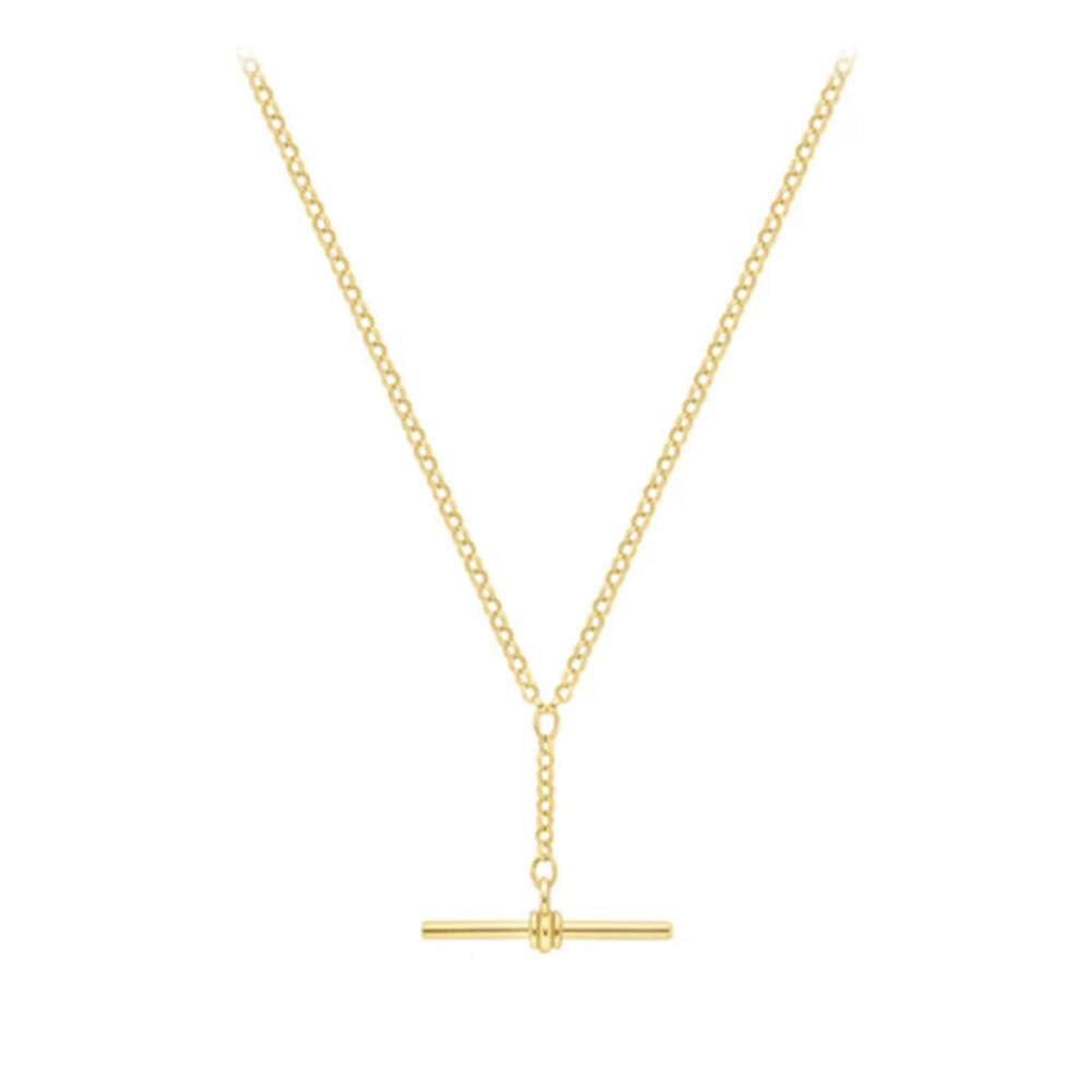 Jewelco London 9ct Yellow Gold Tight-link Micro Belcher T-Bar Necklace 18" 45cm - CANR02023-18