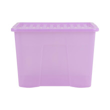 Wham Crystal 80 Liter Plastic Storage Box With Lid 60 x 40 x 42 cm - (Pack of 5)