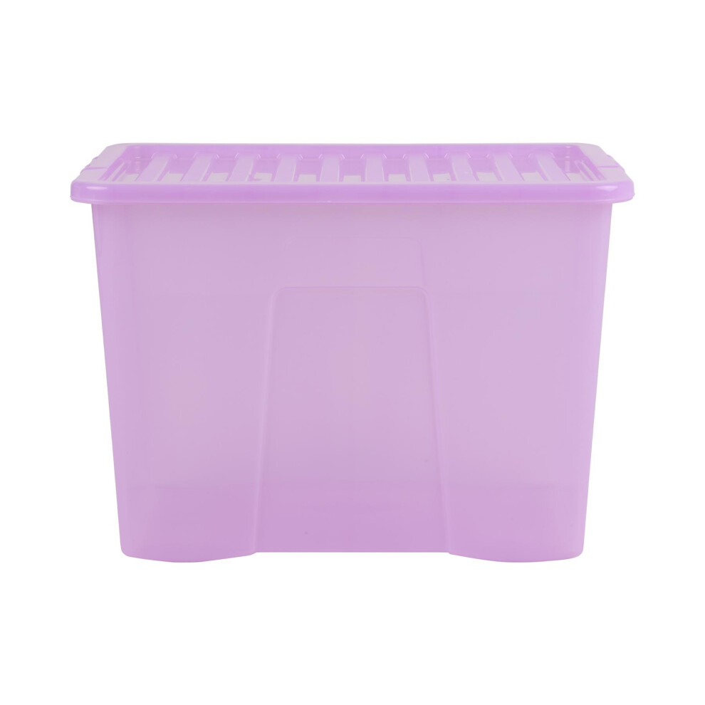Wham Crystal 80 Liter Plastic Storage Box With Lid 60 X 40 X 42 Cm - (Pack Of 3)