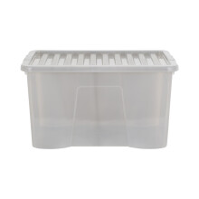 Wham Crystal 60 Liter Plastic Storage Box With Lid 60 x 40 x 33 cm - (Pack of 5)