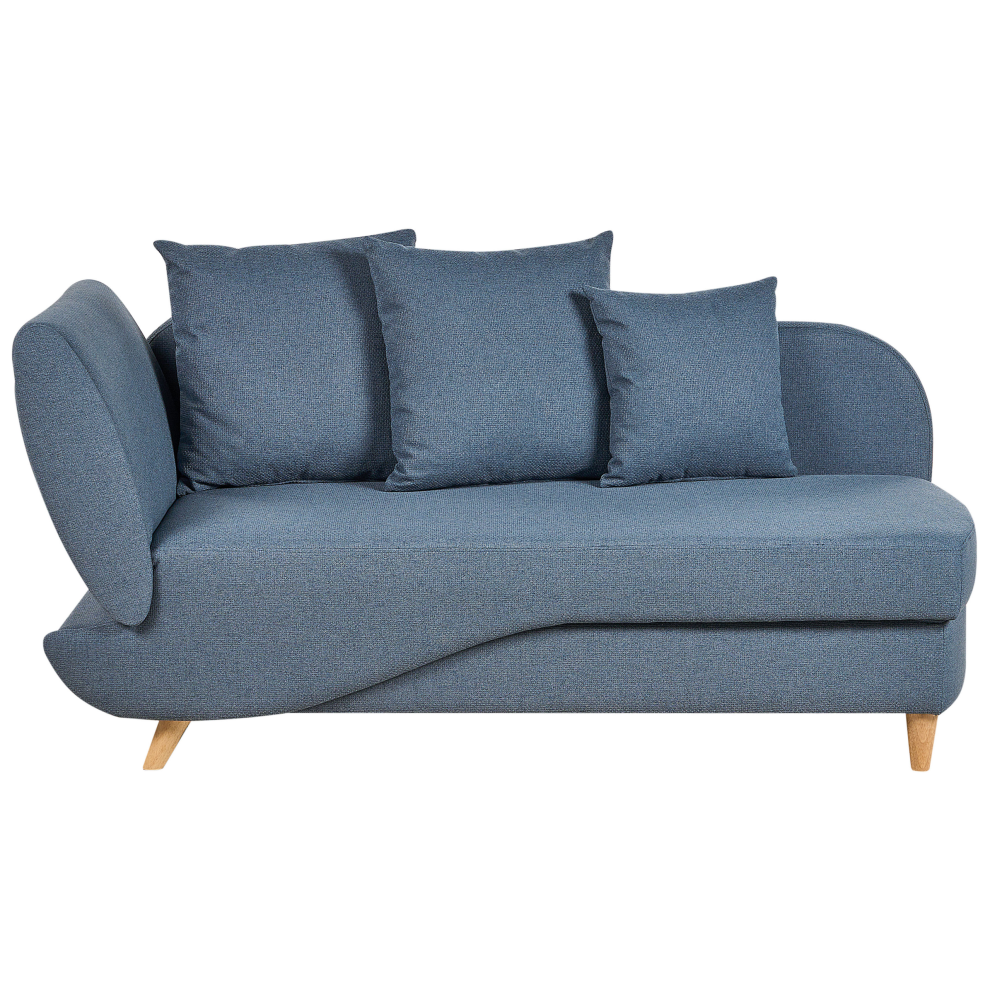 Left Hand Fabric Chaise Lounge with Storage Blue MERI II