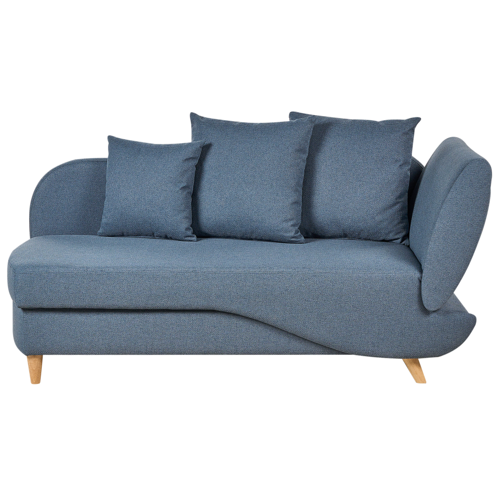 Right Hand Fabric Chaise Lounge with Storage Blue MERI II