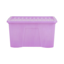 Wham Crystal 60 Liter Plastic Storage Box With Lid 60 x 40 x 33 cm - (Pack of 5)