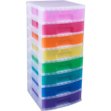 Really Useful Plastic Storage Box Storage Tower 8x9.5 Litre with Rainbow Drawers