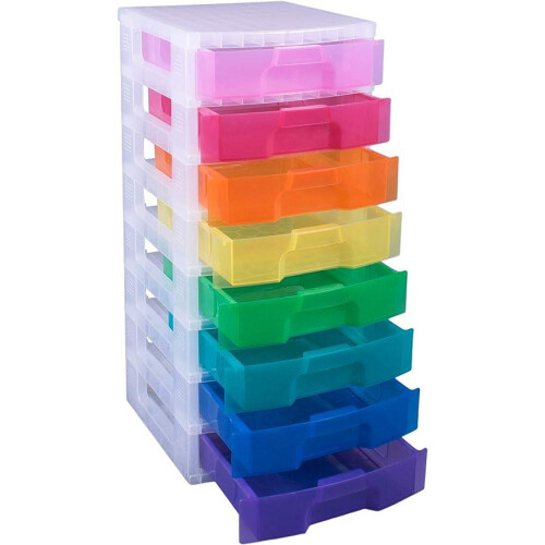 Really Useful Really Useful Plastic Storage Box Storage Tower 8x9.5 Litre with Rainbow Drawers 1