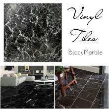 Vinyl Self Adhesive Tiles Black Effect Floor Pack of 50