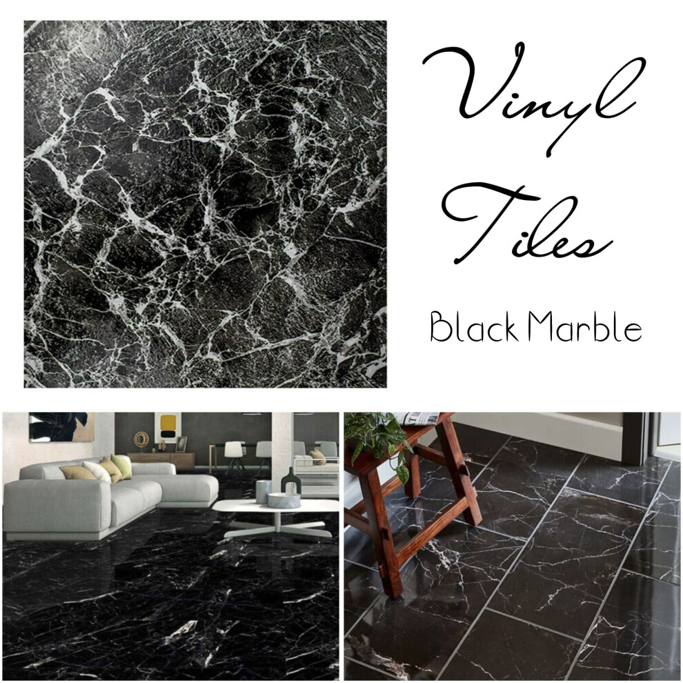 Vinyl Self Adhesive Tiles Black Effect Floor Pack of 50