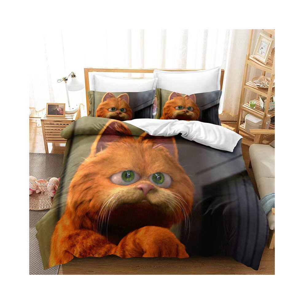 (Style 13, Double 200*200cm) Garfield Bedding Sets Cute Bed Cover Anime Cartoon 3D Printed Lightweight Room Decor Sets