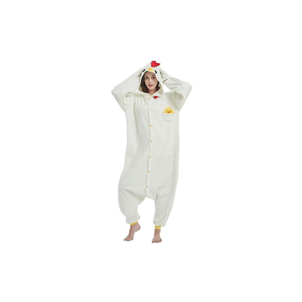 (Chicken, S) Unisex Adult Onesie Pajamas Animal One Piece Halloween Costume Christmas Sleepwear Jumpsuit