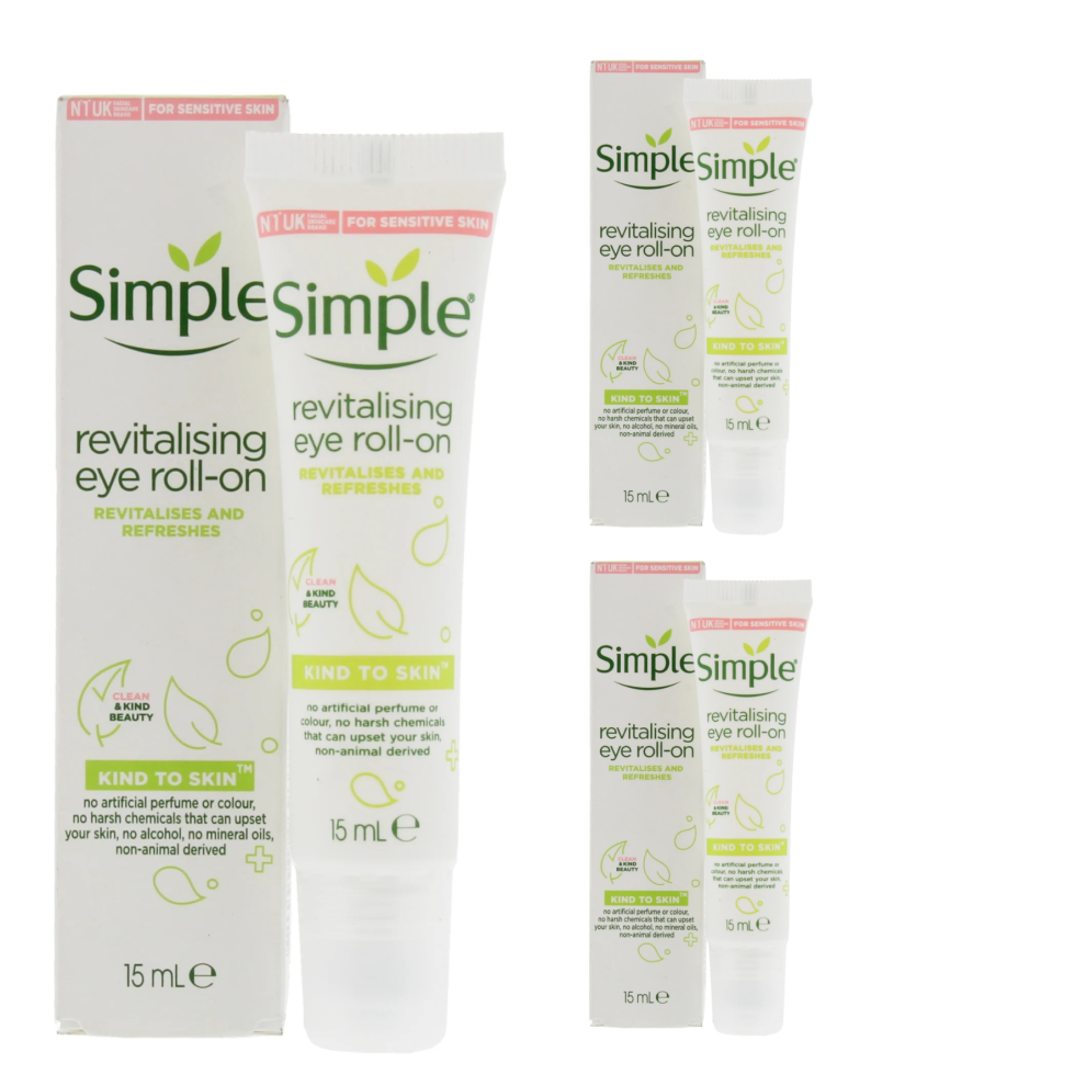 3 x 15ml Simple Eye Roll On Revitalising For Sensitive Skin