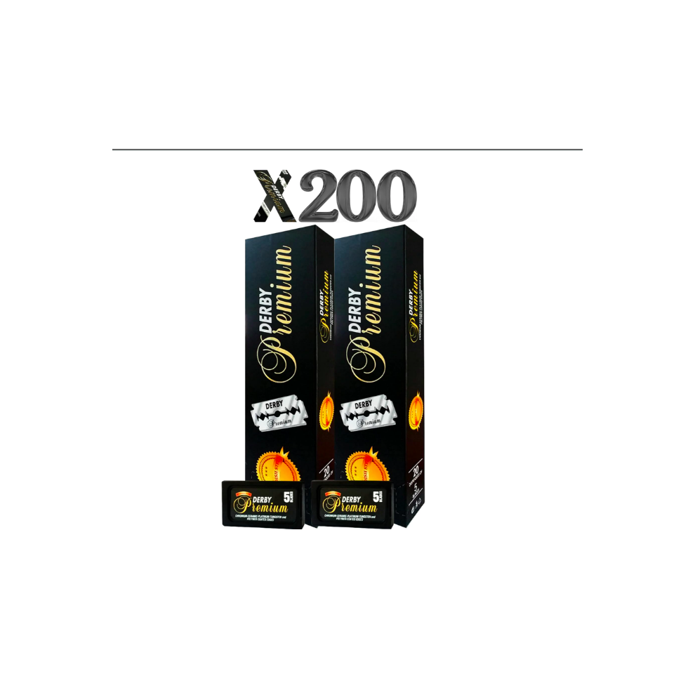 Derby Premium Double Edge Razor Blades - 200 Count, Swedish Steel, Chromium-Ceramic-Tungsten-Platinum Coated Edges-image-OPC-PFFVDX8-NEW
