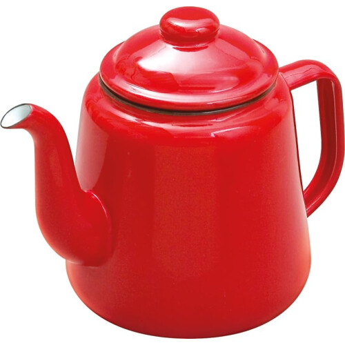 VG® Enamel Teapot with Handle & Lid, 1.3L, Induction Safe, Red