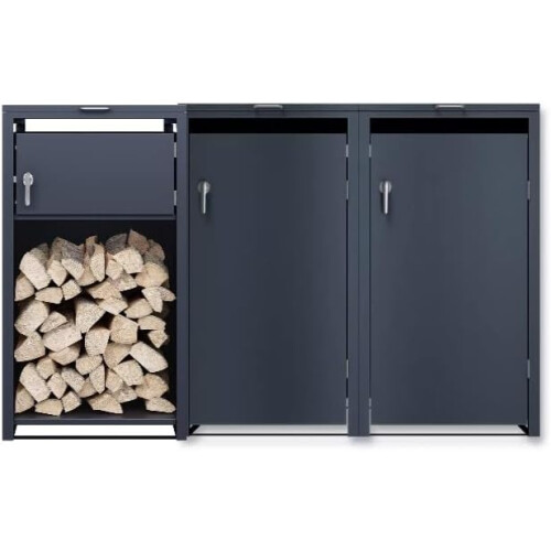 DWD® Double Wheelie Bin Hideaway, 120L/240L Storage Shed, Anthracite 1