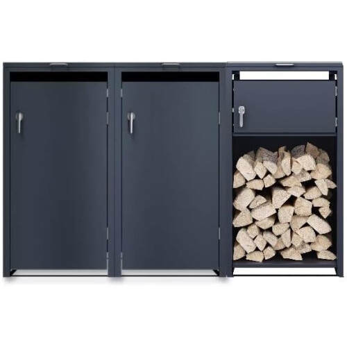 DWD® Double Wheelie Bin Hideaway, 120L/240L Storage Shed, Anthracite