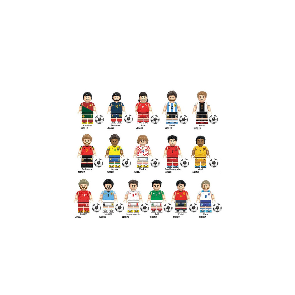 (16PCS) Sports Figures Football Players with Football Assembled Building Blocks Toy Christmas Birthday Gifts