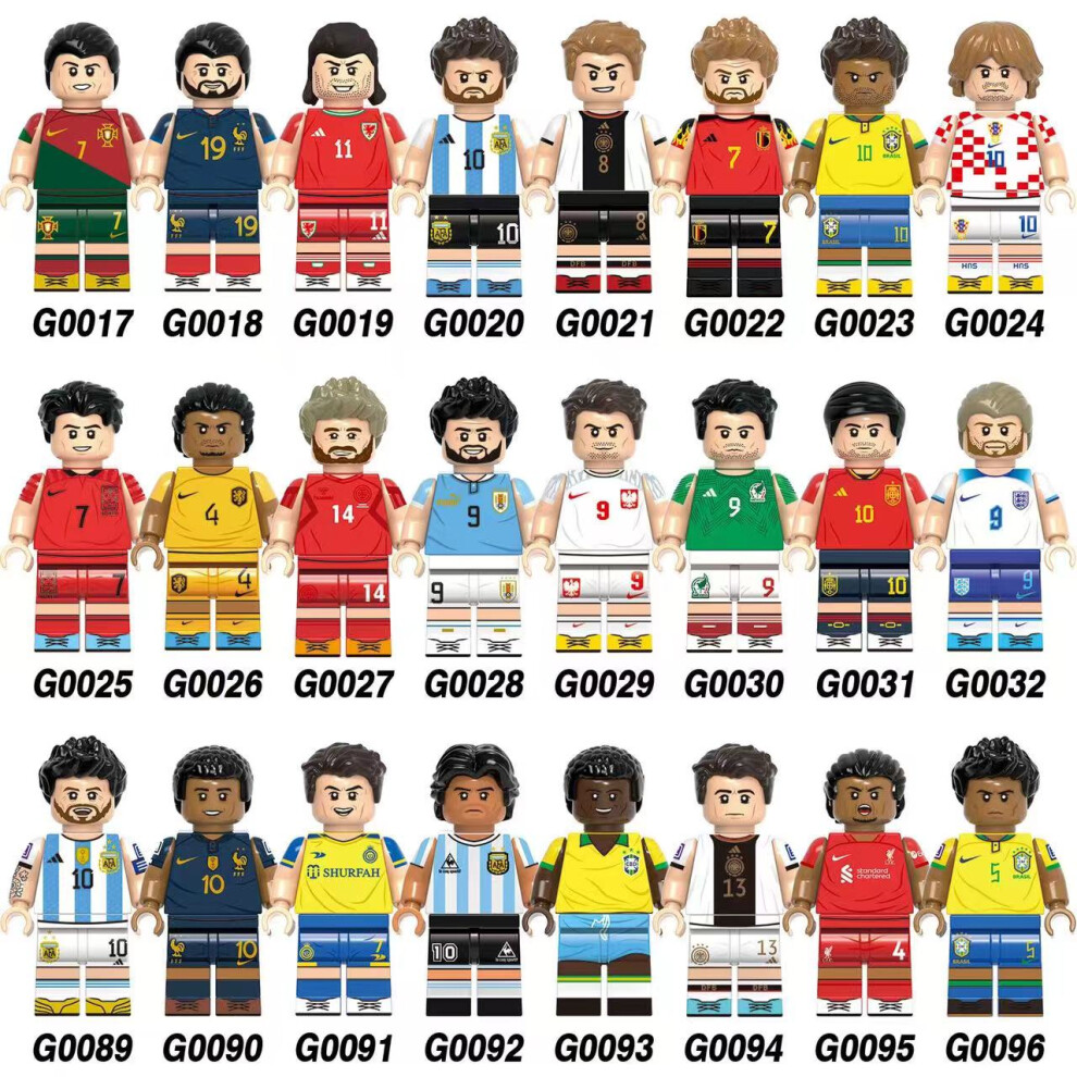 (24PCS) Sports Figures Football Players with Football Assembled Building Blocks Toy Christmas Birthday Gifts