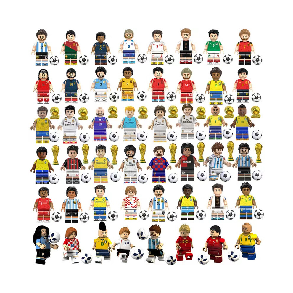 (48PCS) Sports Figures Football Players with Football Assembled Building Blocks Toy Christmas Birthday Gifts