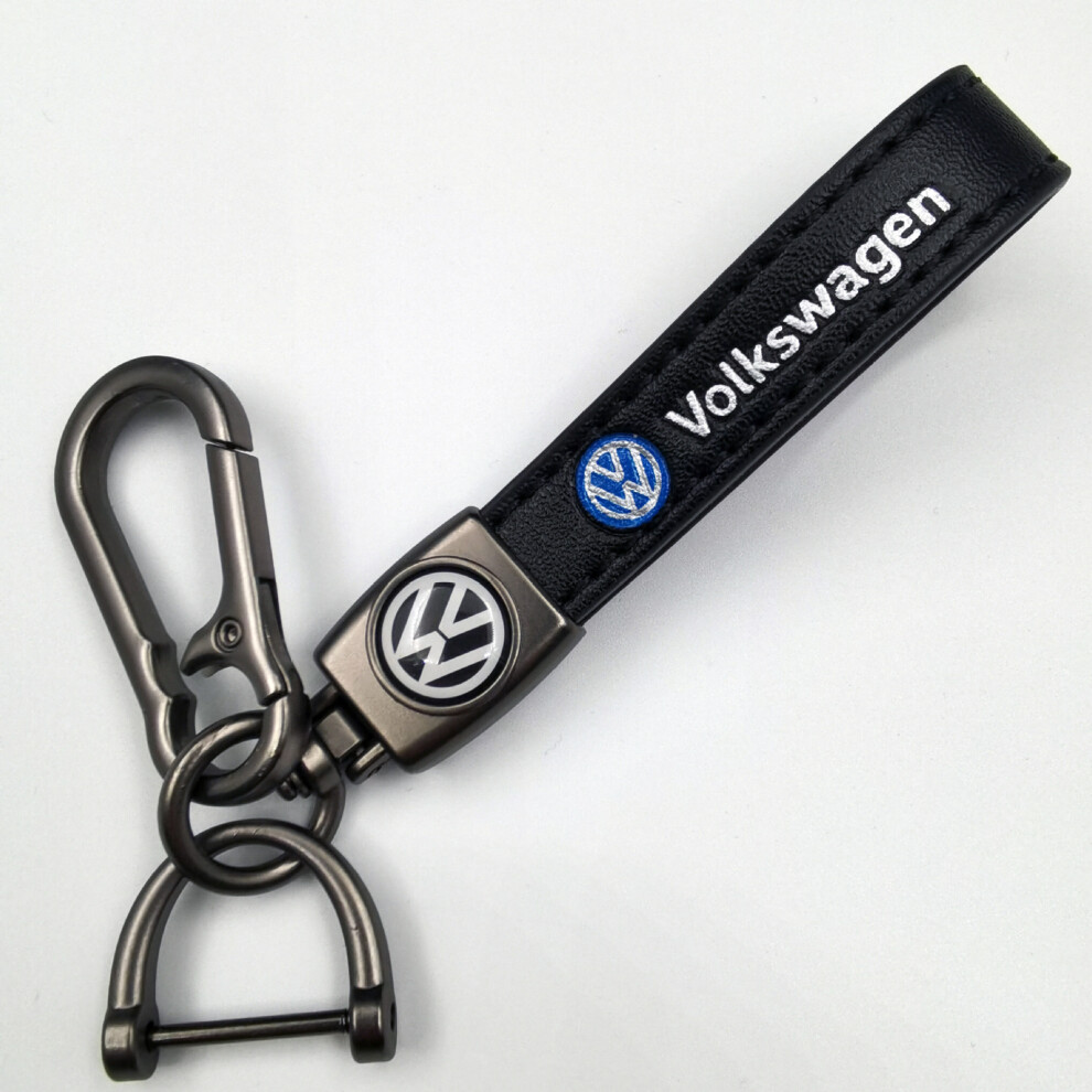 (For Volkswagen) 1Pc Car Keychain Leather Metal Key Accessories