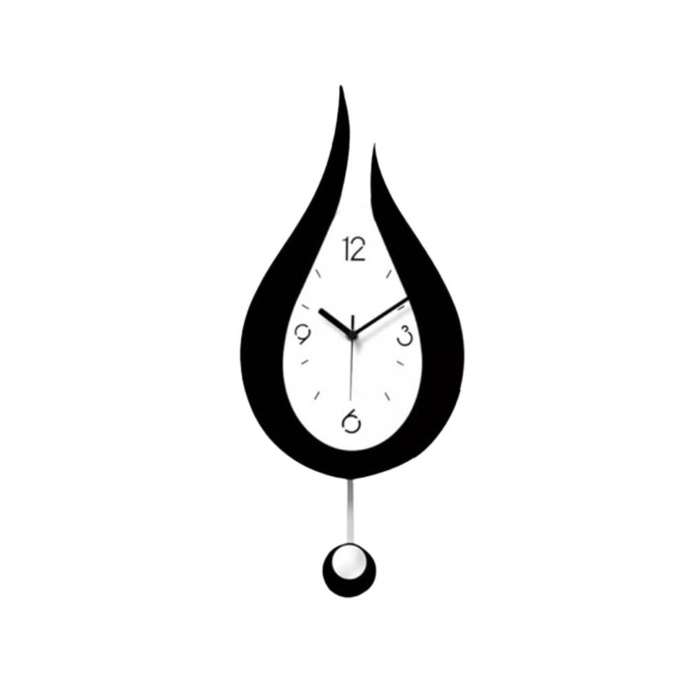 (Black) Modern Pendulum Waterdrop Wall Clock Silent Acrylic Clocks Home Decoration Gift