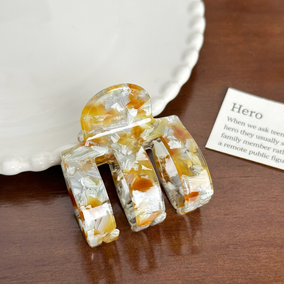 (Coffee Floral5cm) Versatile Flower Pattern Sphere Hair Claw Clip Hanrafted With Premium Acetate For Women-image-OPC-PFFVSJV-NEW