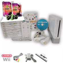 (White Console Bundle) Nintendo Wii Console 2 Remotes + Loads of Games! Wii Sports Play Zumba - Refurbished