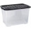 Strata Strata 5 x 65 Litres Curve Plastic Stackable Storage Box & Lid Clear/Black Lid 1