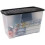 Strata Strata 5 x 65 Litres Curve Plastic Stackable Storage Box & Lid Clear/Black Lid 9