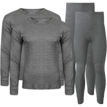 (Charcoal, S) Pack of 2 Men's Extreme Thermal Underwear Set, Long Sleeve Top & Long Johns Set, Winter Thermals
