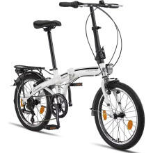 Licorne Bike Premium folding bike in 20 inches - bicycle for men, boys, girls and women - 6 speed gears - Dutch bike - Conseres - white/black