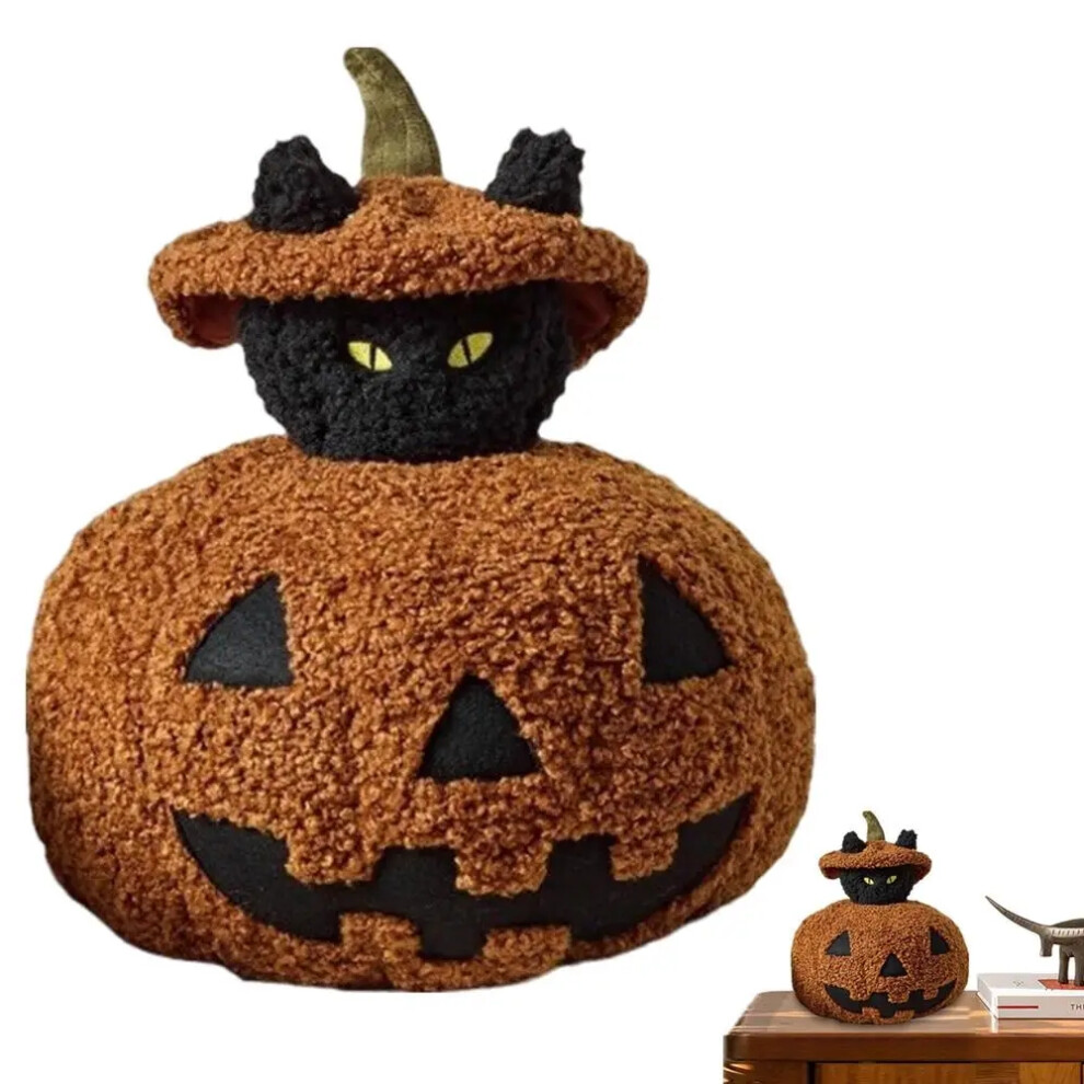 Black Cat Pumpkin Pillow,Halloween Plush Toy,Pumpkin and Cat Figure Pillow,Cute Peeping Pumpkin Doll for Birthday-image-OPC-PFFWGTY-NEW