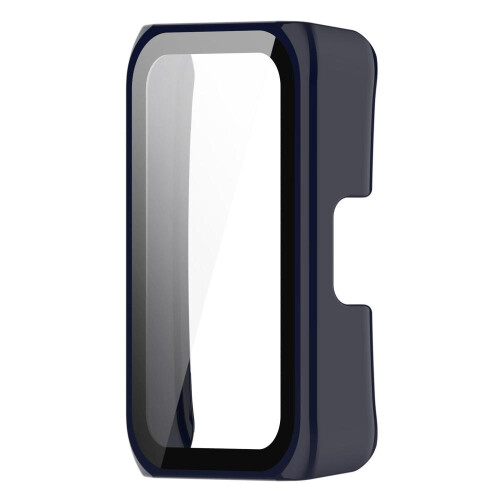 (Navy Blue) Tempered Glass+Watch Case For Huawei Band 6 / 7 / 8 / 9 NFC Screen Protector Honor Band 6 7 Case Cover Bumper